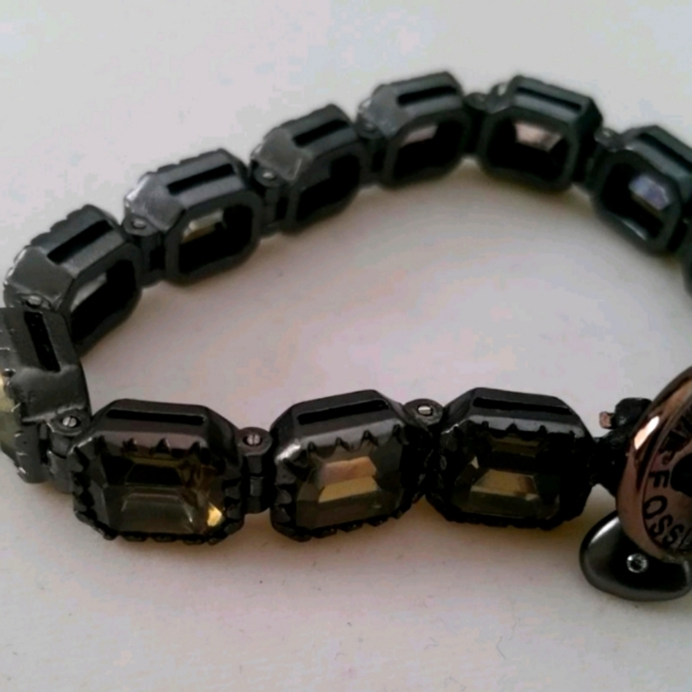 FOSSIL Yellow Stone Bracelet Ladies Gunmetal